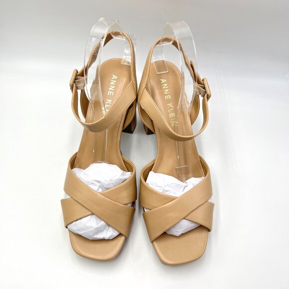 Anne Klein Womens Size 11 Zena Nude Beige Faux Vegan Leather Sandals Heels Shoes - Picture 3 of 16